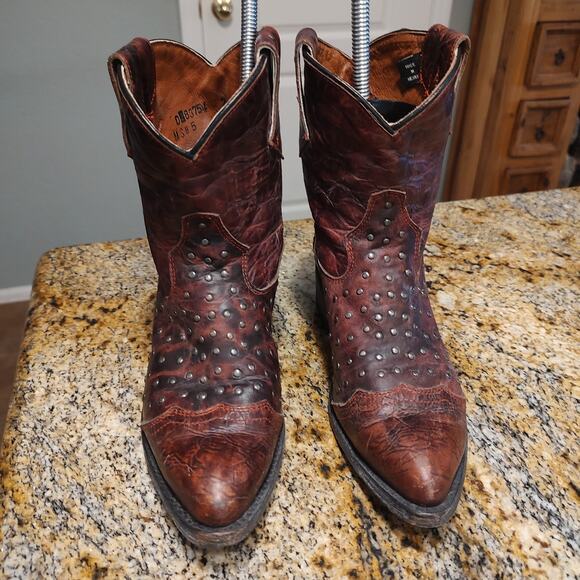 Harley Davidson Brown Studded Leather Biker Boots Size 7M ID D83754 - Picture 8 of 12